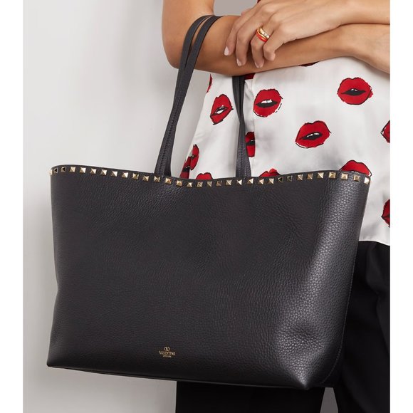 VALENTINO GARAVANI Grained Calfskin Rockstud Shoulder Tote - Picture 6 of 10